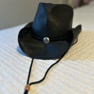 Scala Black Raffia Western Hat